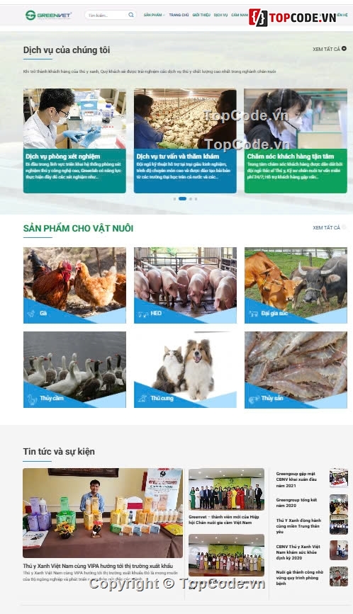 thú y,dịch vụ thú y,thú y xanh,Sharecode Website dịch vụ sản phẩm thú y xanh giá